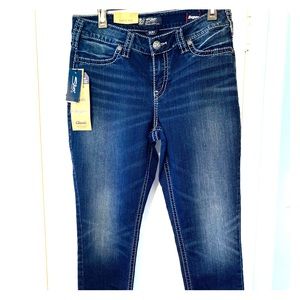 NEW Silver Skinny Jeans for Women -SUKI size 14/31